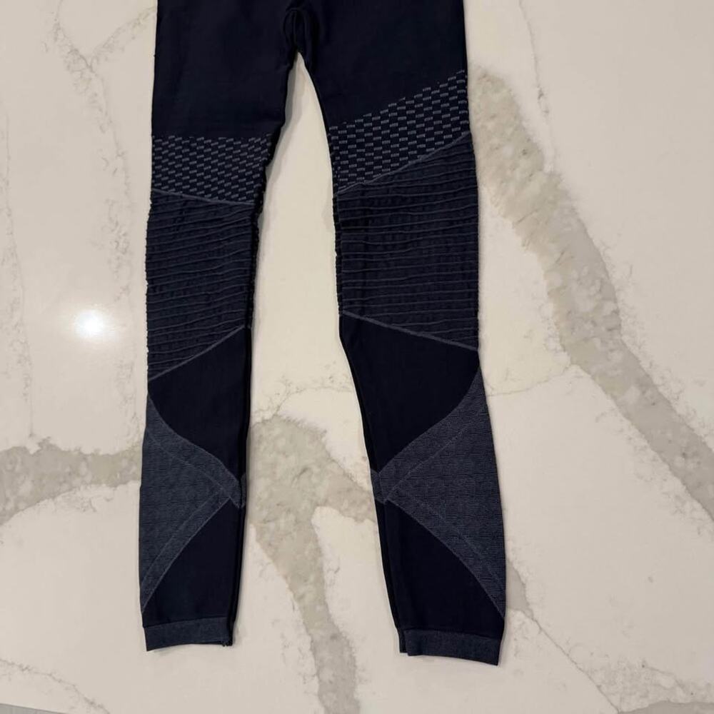 Spanx High Rise Seamless Moto Leggings Women’s Medium Indigo Sky Nylon Stretch - Picture 2 of 5